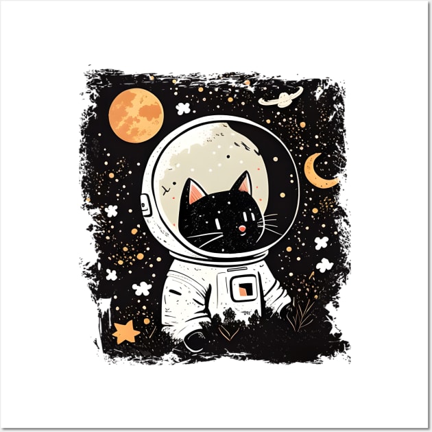 Funny Cat Astronaut Space Cat Lover Retro - Love Cats Wall Art by Wesley Mcanderson Jones